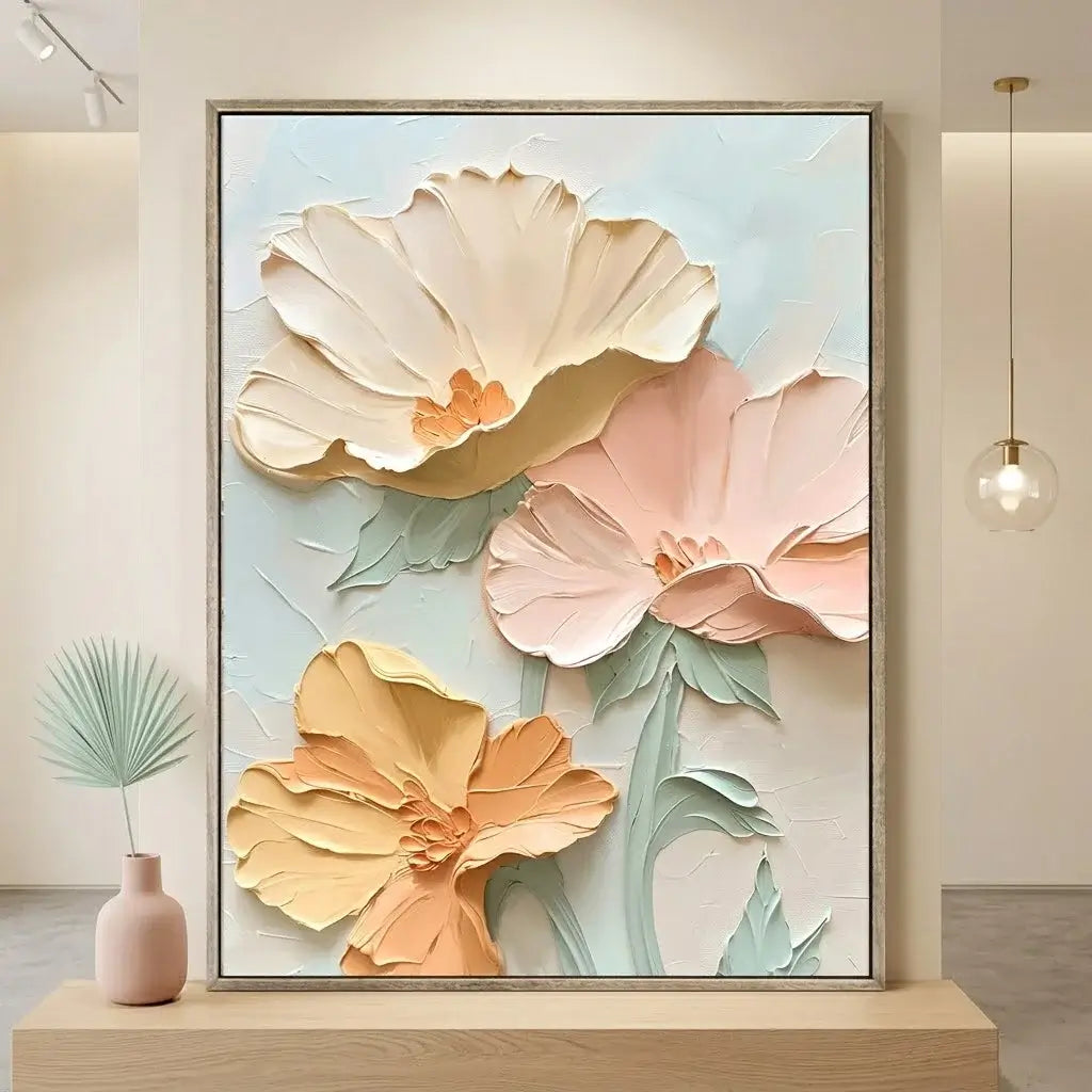 Soft Cream Floral Relief #HHV009