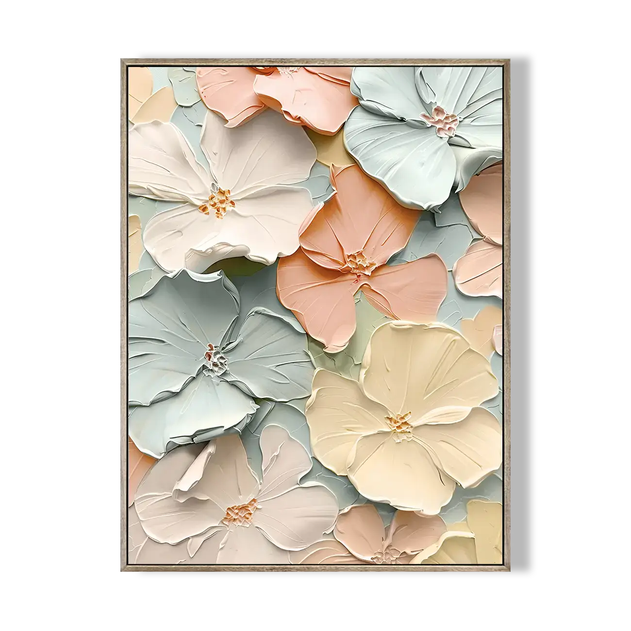 Soft Cream Floral Relief Artwork #HHV013