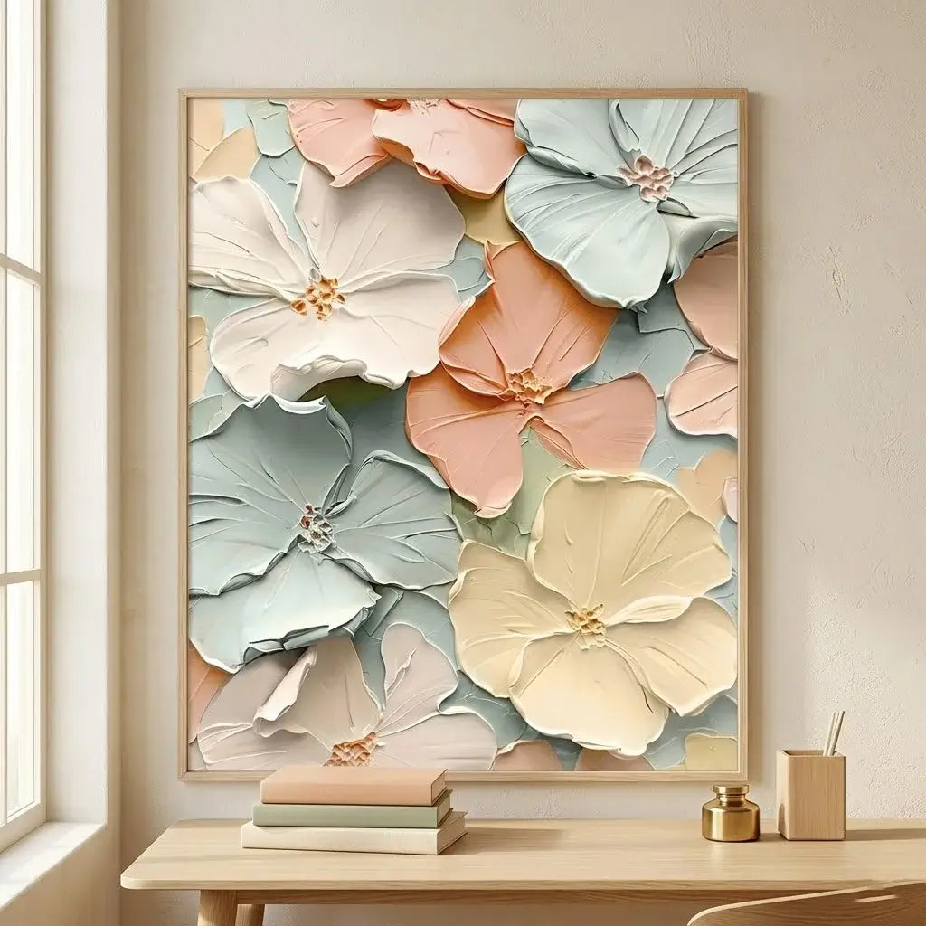 Soft Cream Floral Relief #HHV013