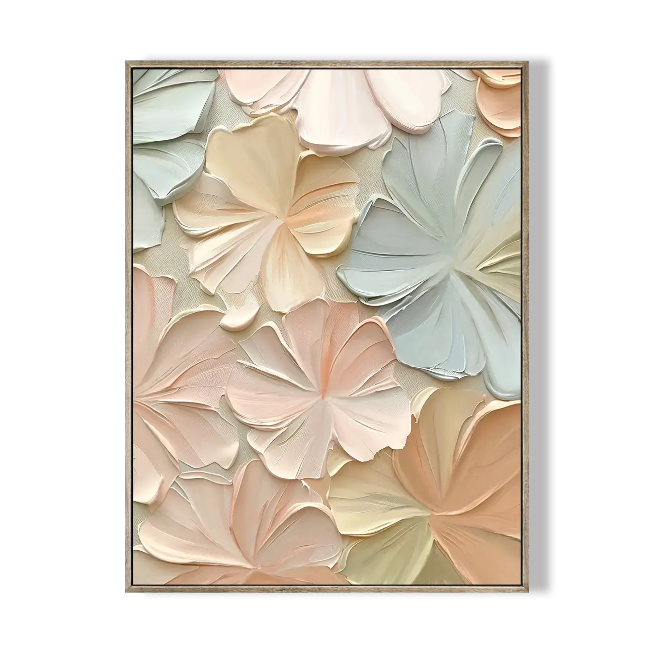 Soft Cream Floral Relief Artwork #HHV015