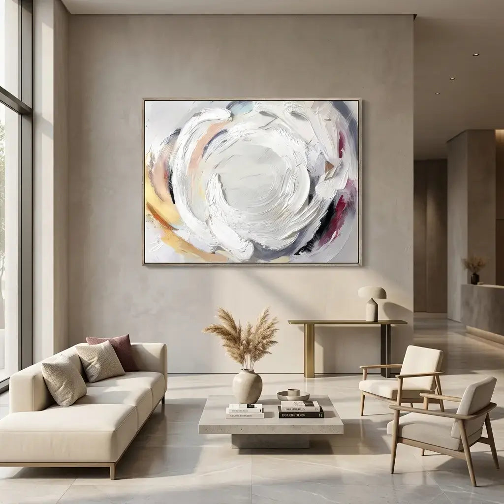 Modern living room with abstract painting on the wall