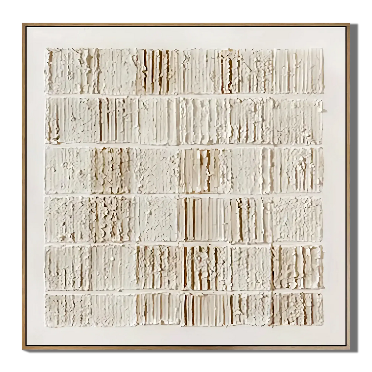 Textured abstract art piece in a frame on a white background