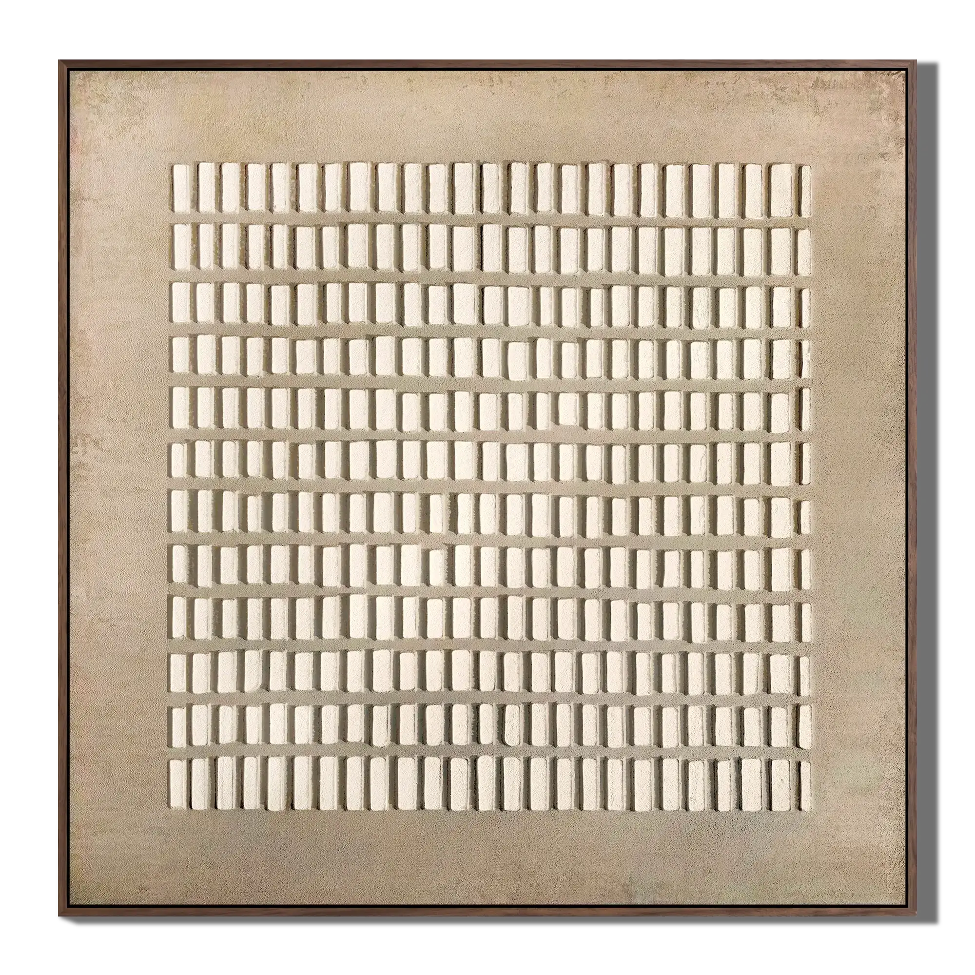 Decorative wall art with geometric pattern on a beige background