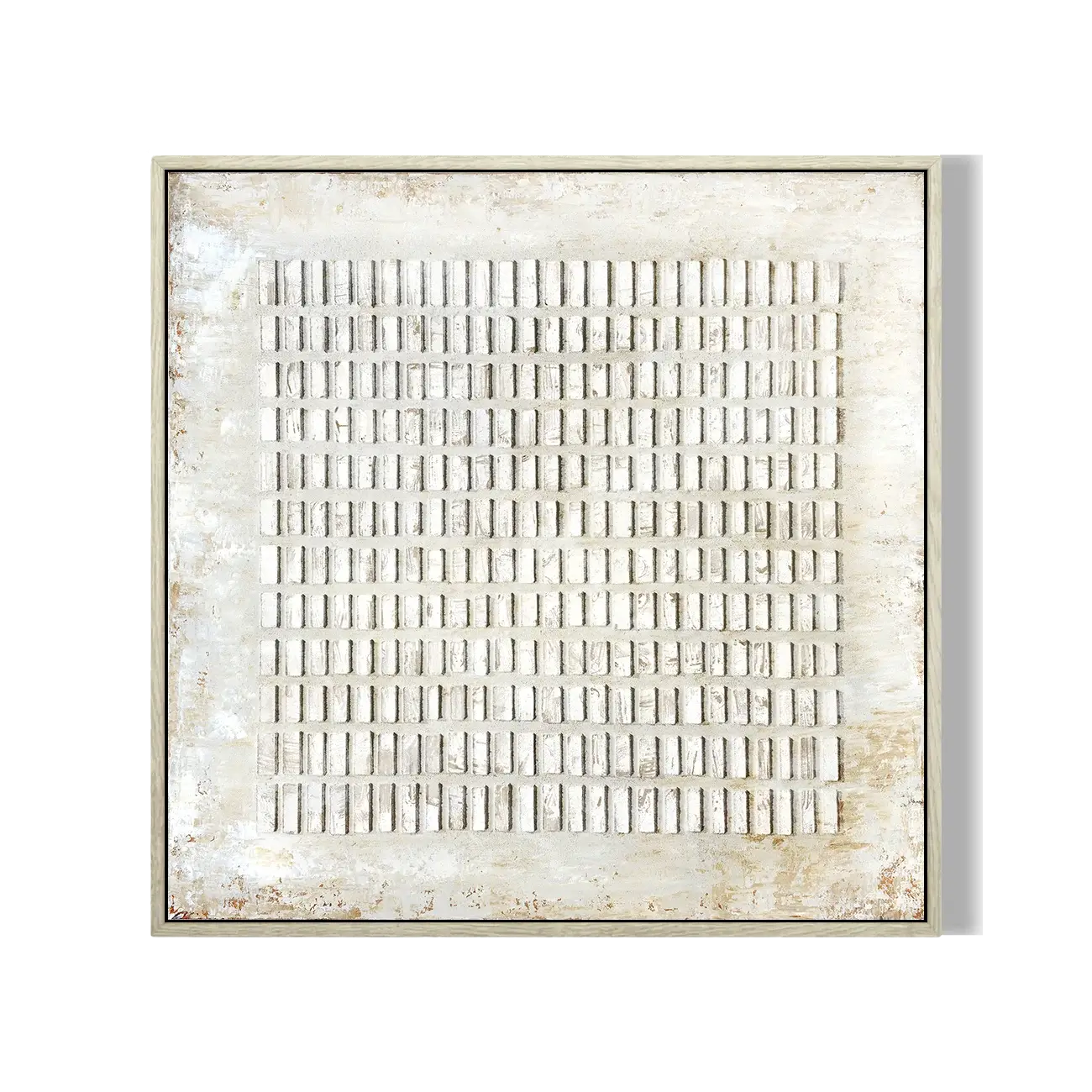 Minimalist White Textured Grid Art