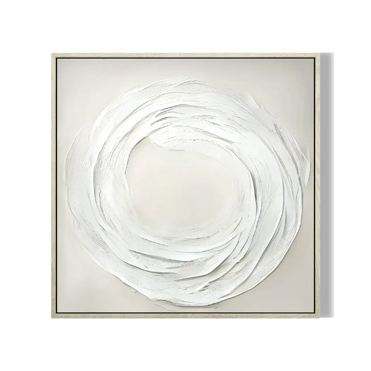 Abstract circular artwork with concentric rings on a white background