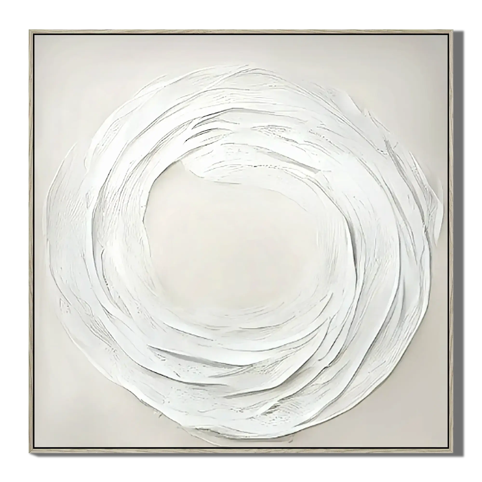 Abstract circular artwork with concentric rings on a white background