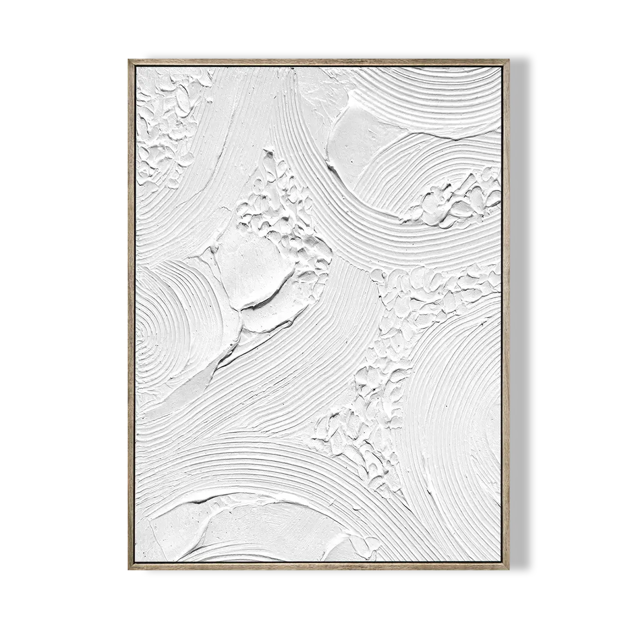 Framed abstract art print with wavy patterns on a white background