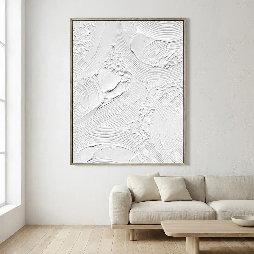 White Textured Abstract Oil Painting #JLV013