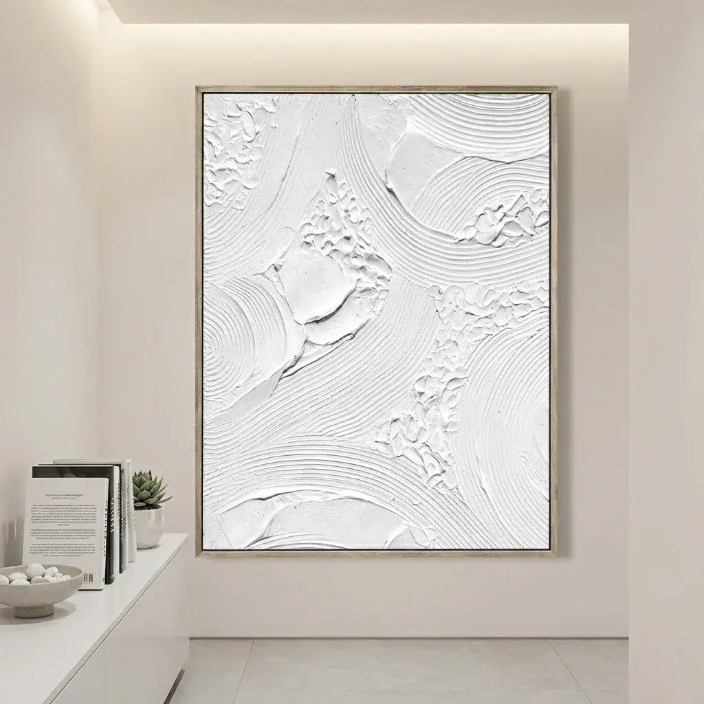 White Textured Abstract Oil Painting #JLV013