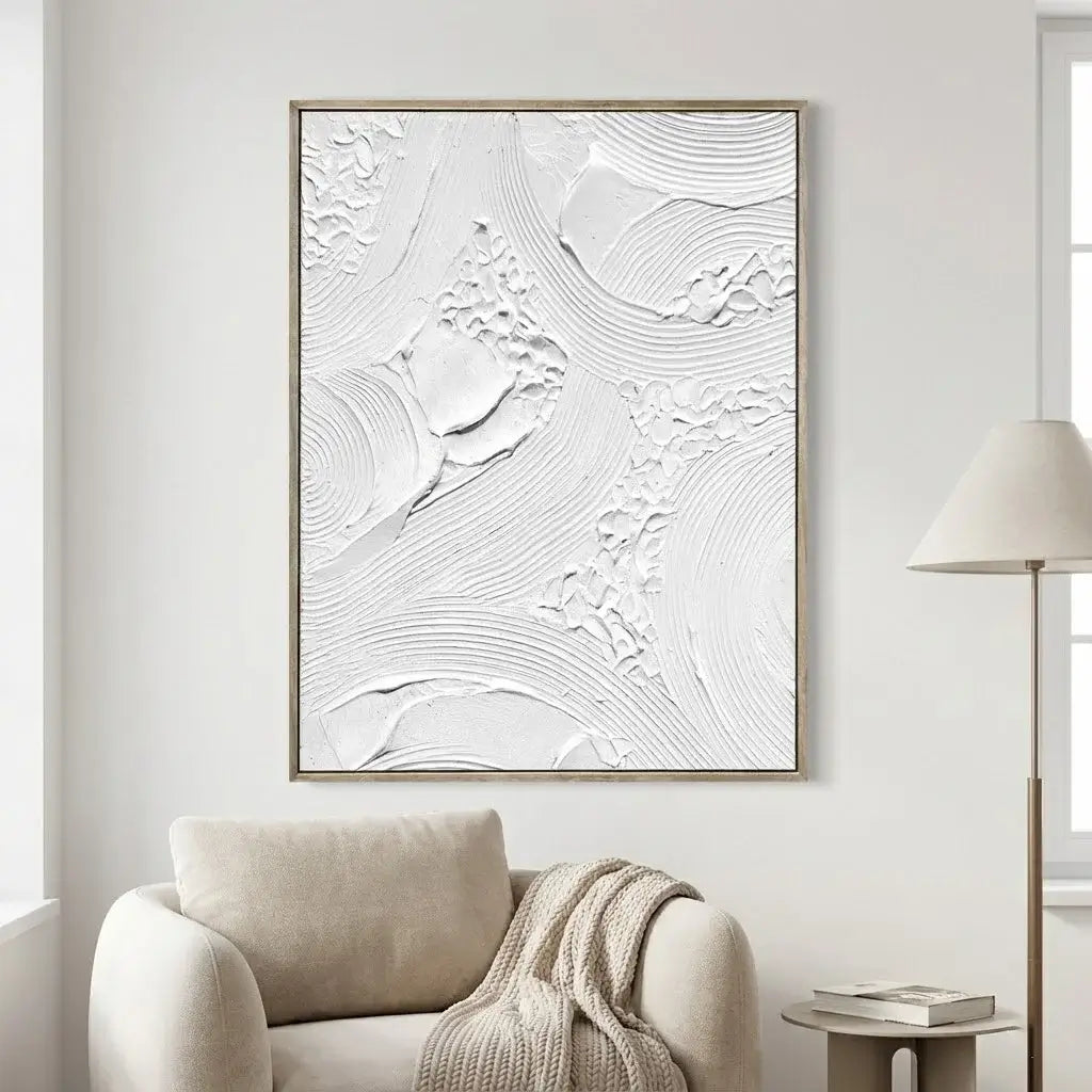 White Textured Abstract Oil Painting #JLV013