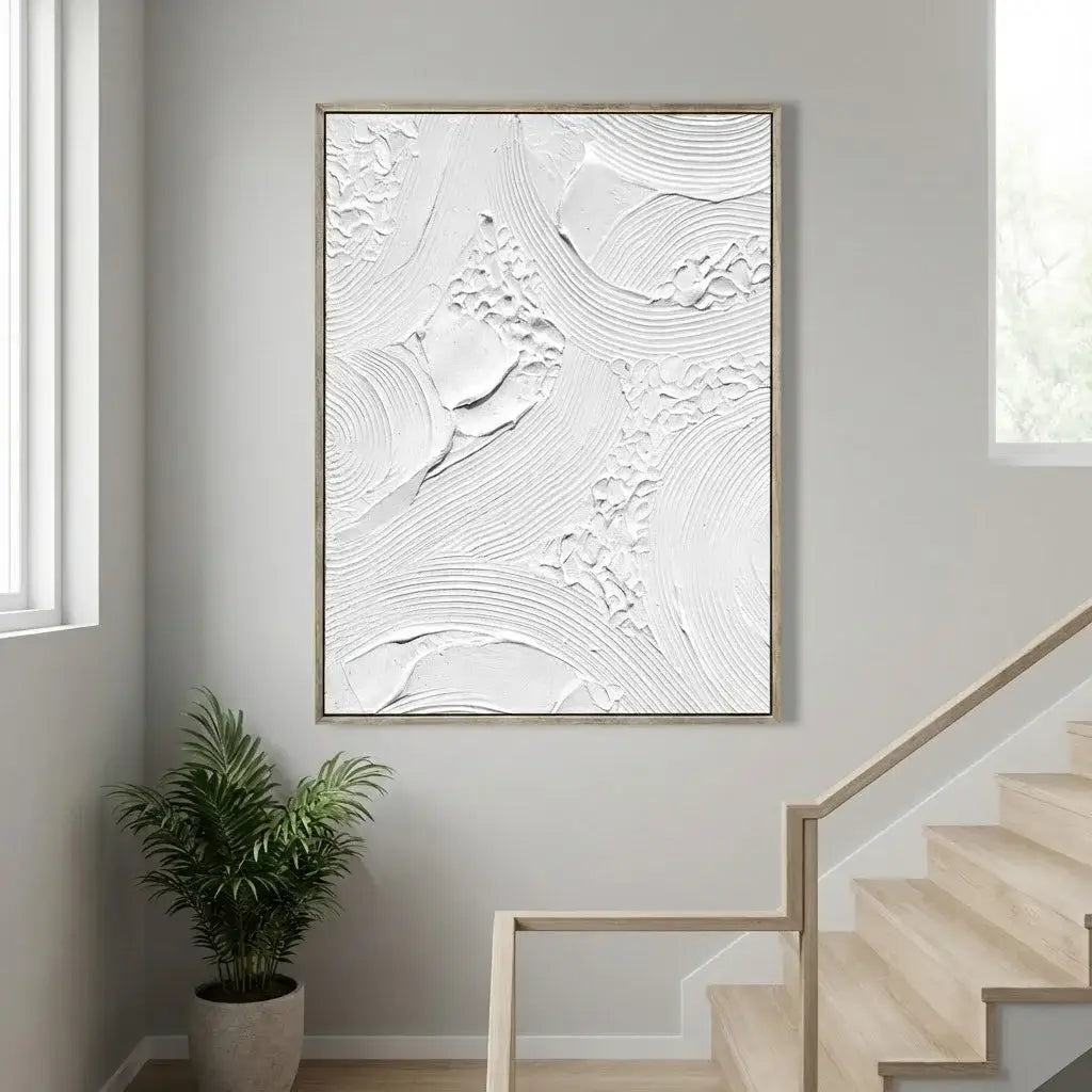 White Textured Abstract Oil Painting #JLV013