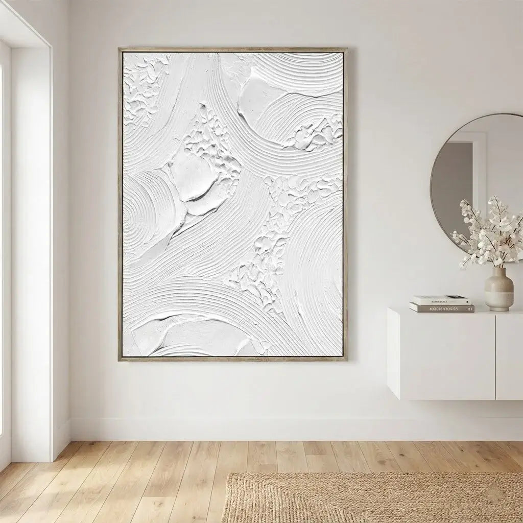 White Textured Abstract Oil Painting #JLV013