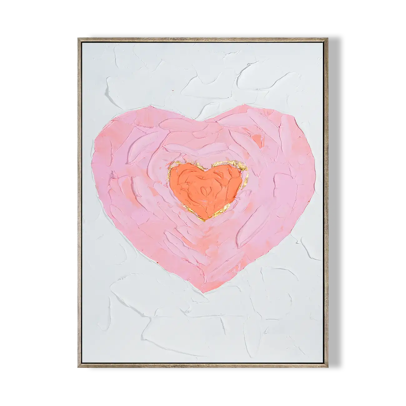 Textured Pink Heart Abstract Wall Art #LVV001