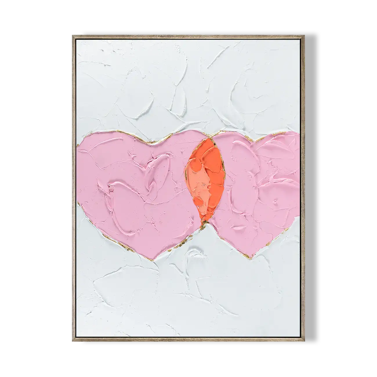 Pink Overlapping Hearts Textured Oil Painting #LVV003