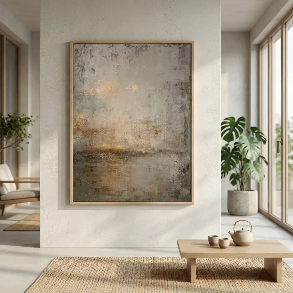 Gold Leaf Misty Abstract Painting