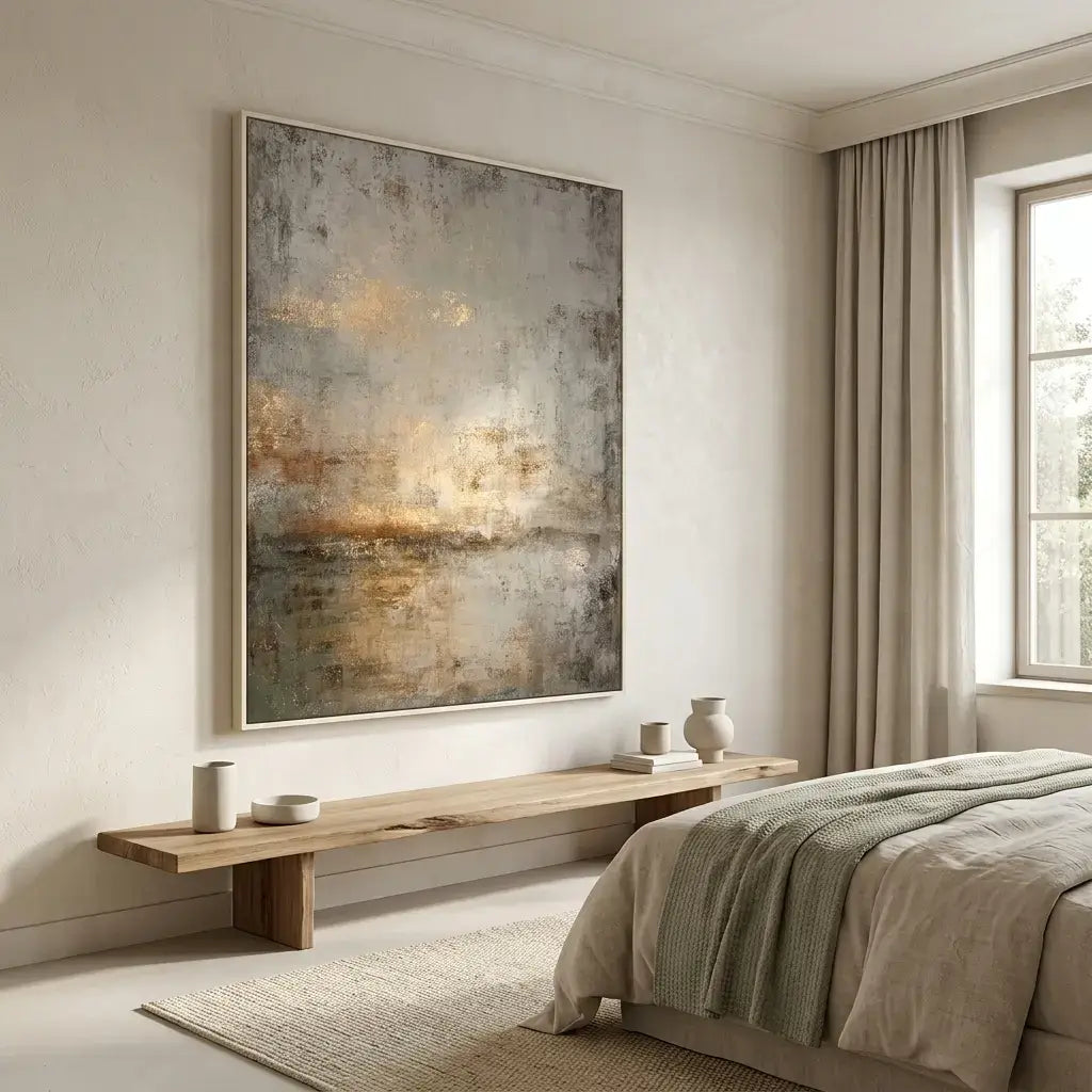 Gold Leaf Misty Abstract Painting