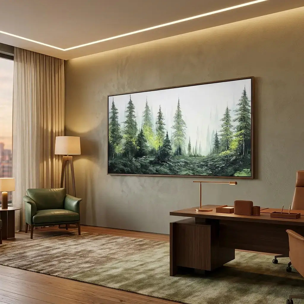 Misty Pine Forest Floral Wall Art