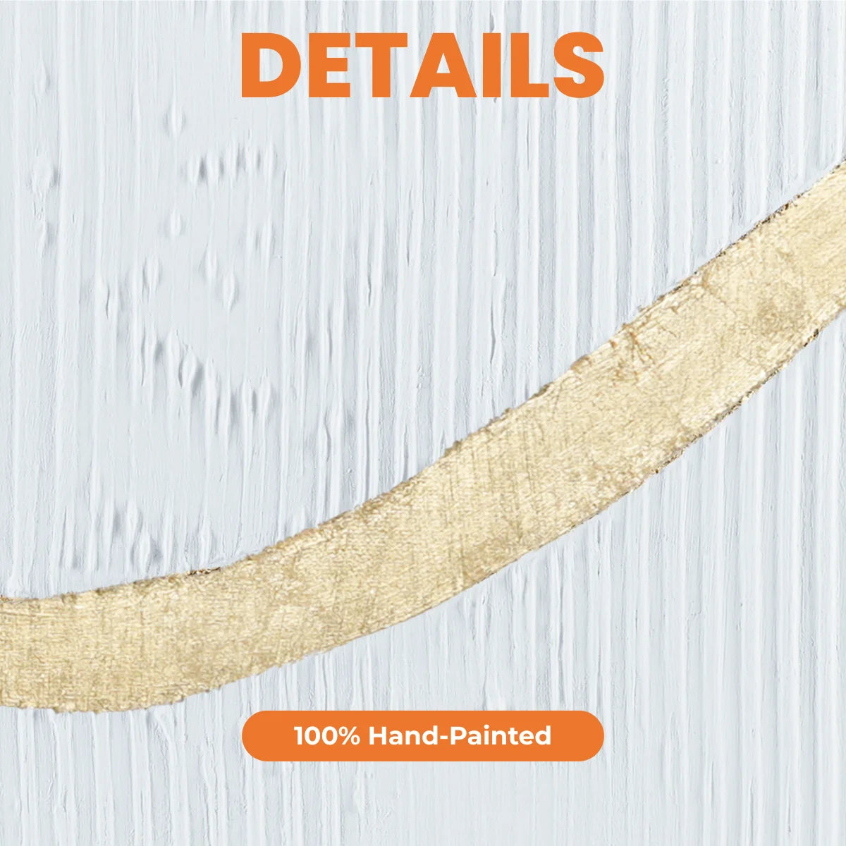 Decorative ribbon with '100% Hand-Painted' label on a textured white background