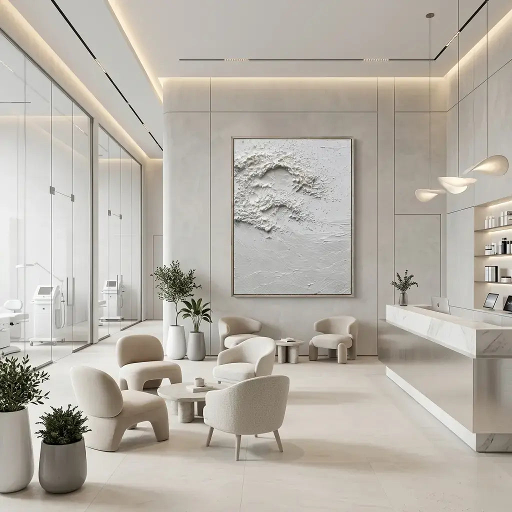 Modern interior design of a living room with neutral tones and minimal decor.