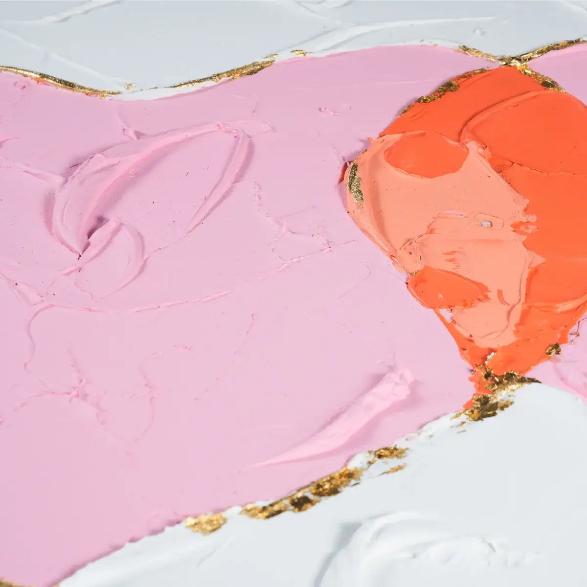 Pink Overlapping Hearts Textured Oil Painting LVV003 Details 3