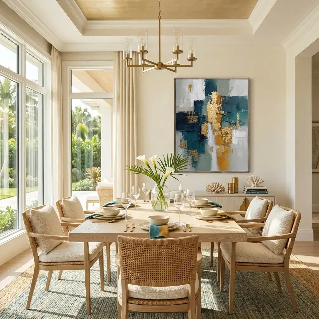 Teal and Bronze Textured Mural #CXV078