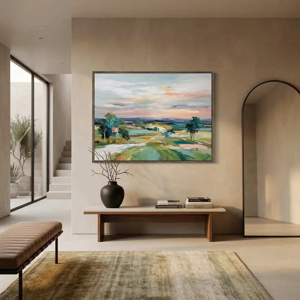 Sunset Valley Landscape Painting