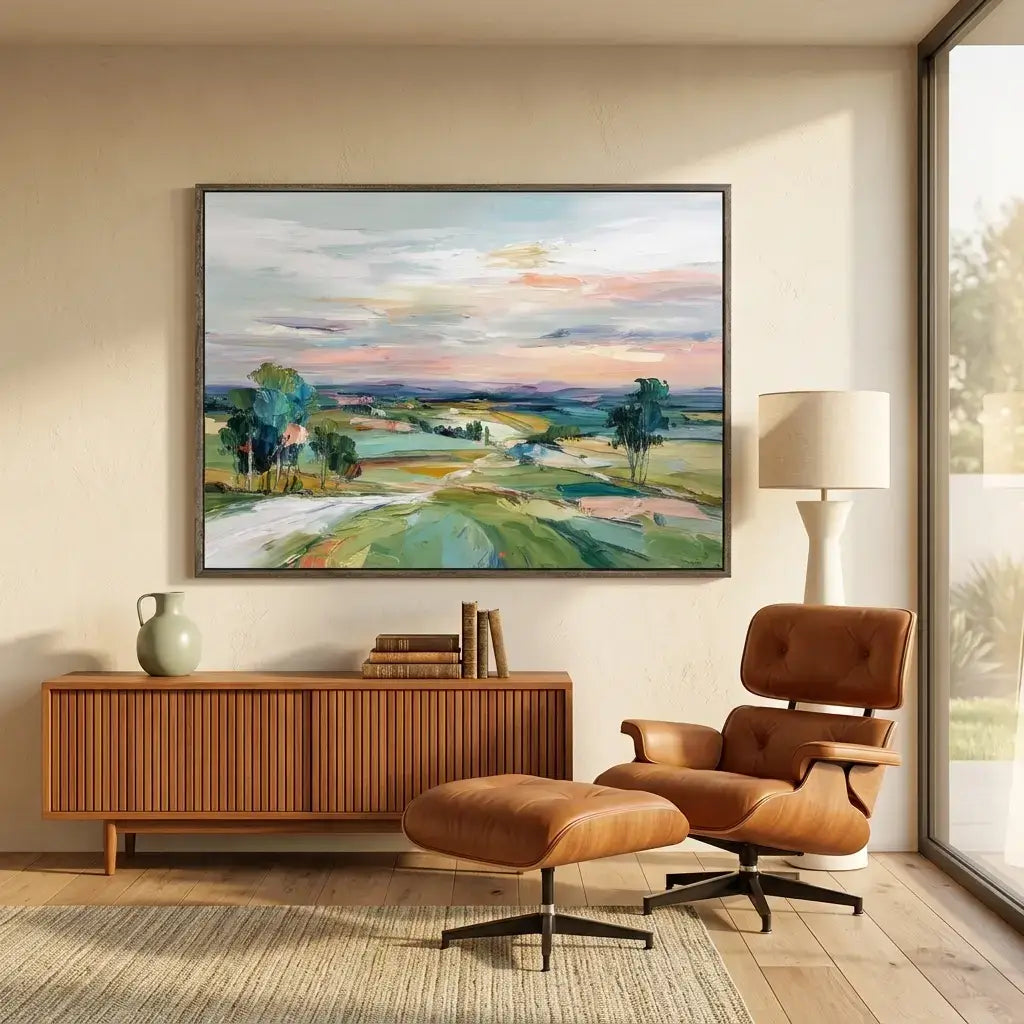 Sunset Valley Landscape Painting