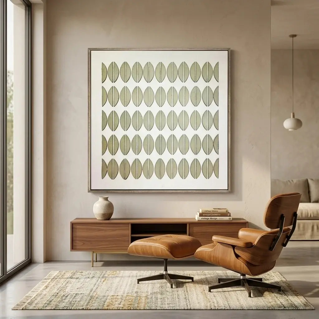 Sage Seed Grid Wabi Sabi Painting