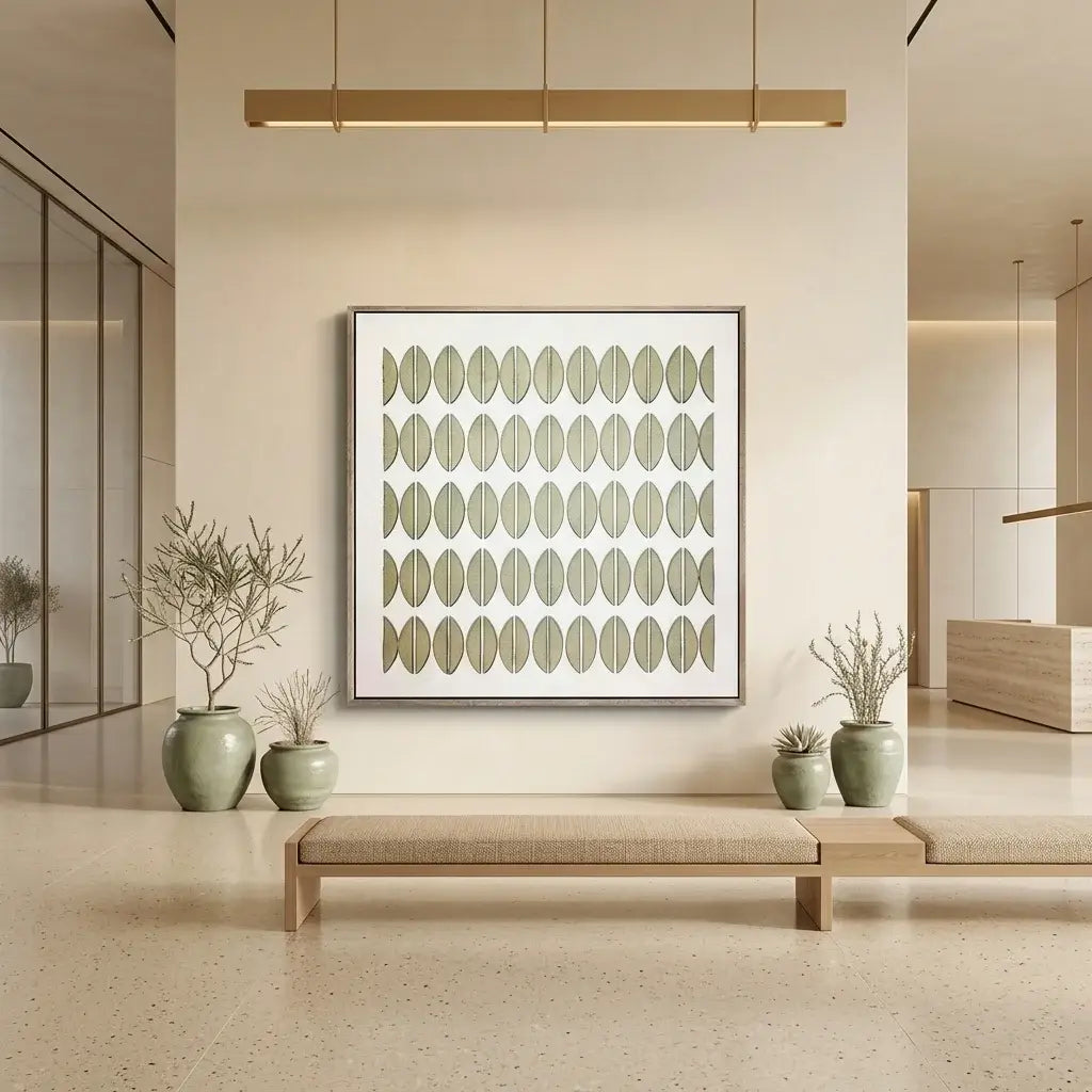 Sage Seed Grid Wabi Sabi Painting