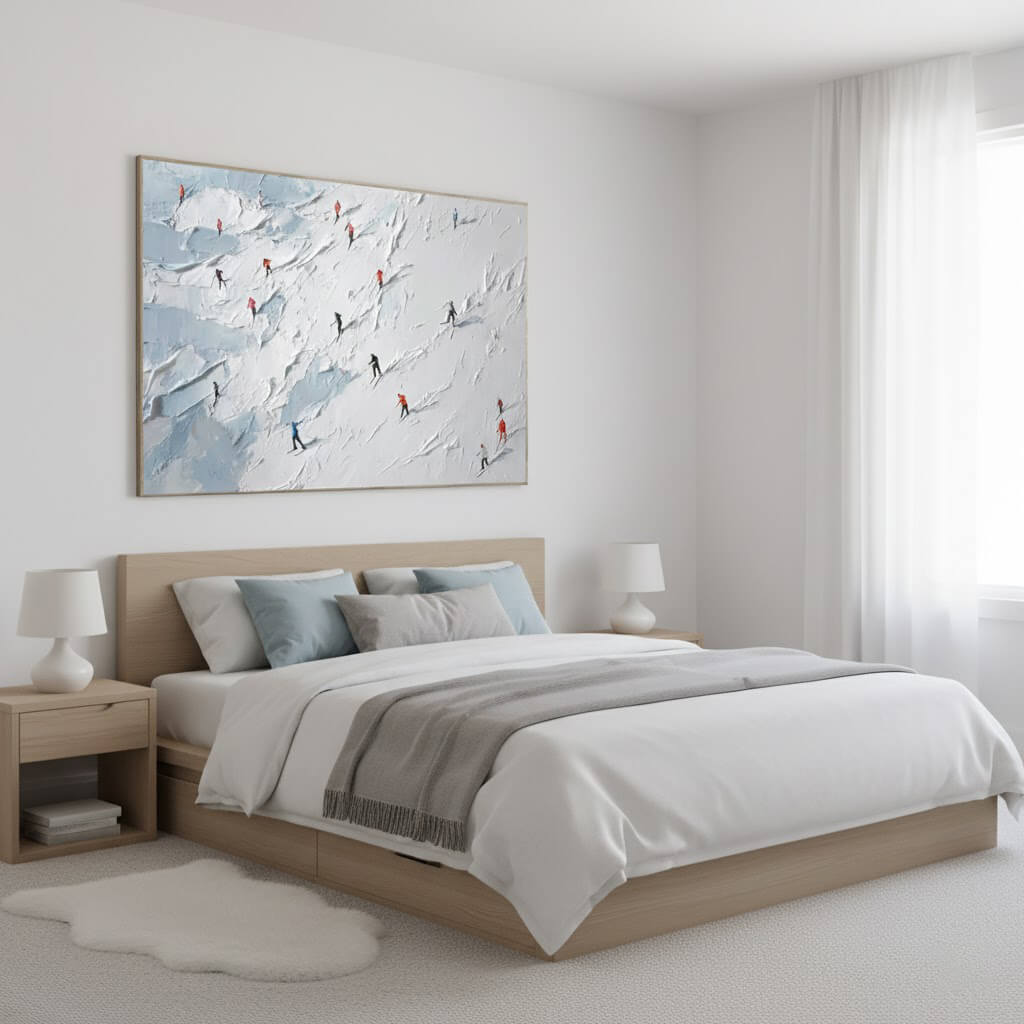 Skiing Sports Art Textured Painting Canvas #YDH001