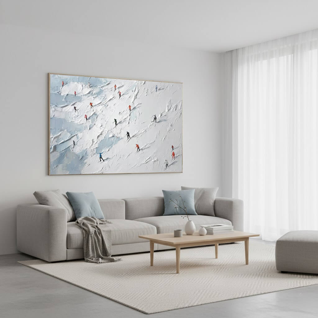 Skiing Sports Art Textured Painting Canvas #YDH001