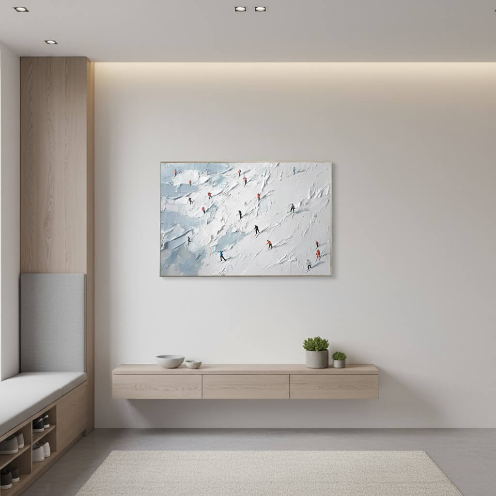 Skiing Sports Art Textured Painting Canvas #YDH001