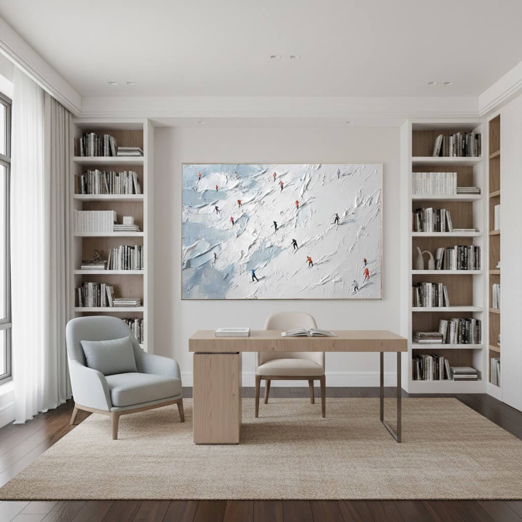 Skiing Sports Art Textured Painting Canvas #YDH001