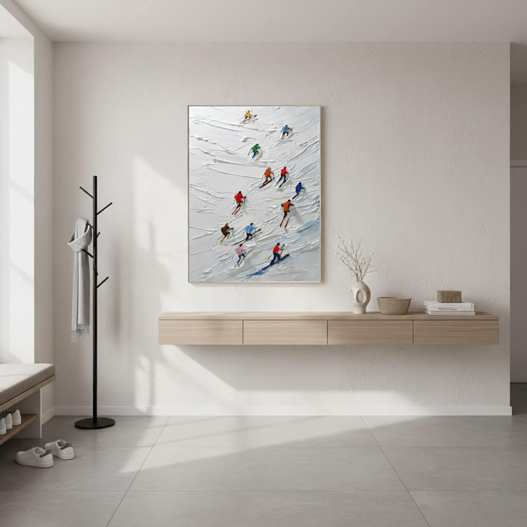 Skiing Sports Art Textured Painting Canvas #YDV001