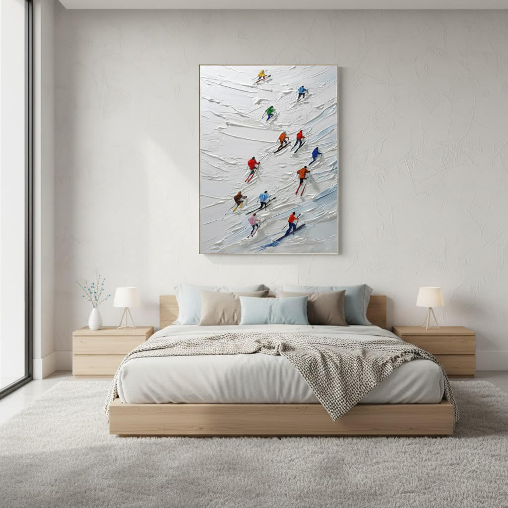 Skiing Sports Art Textured Painting Canvas #YDV001
