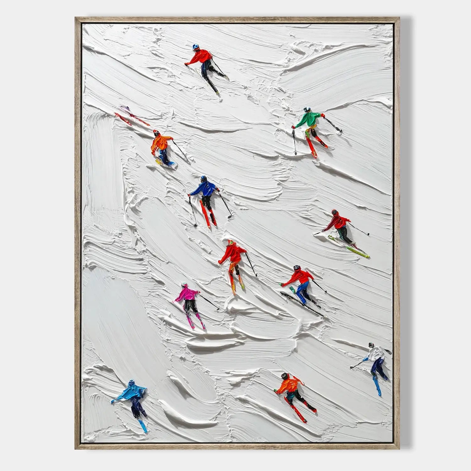 Skiing Sports Art Textured Painting Canvas #YDV002