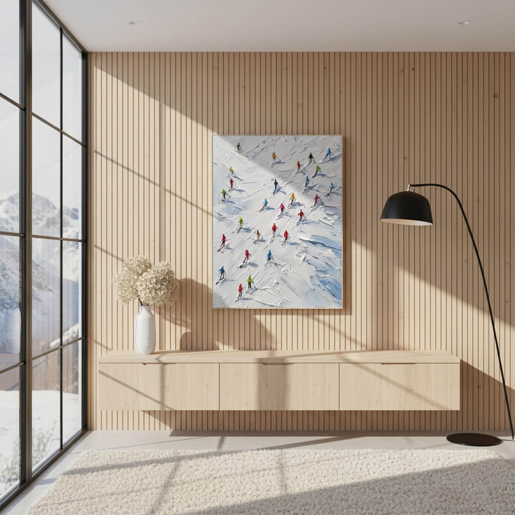 Skiing Sports Art Textured Painting Canvas #YDV003