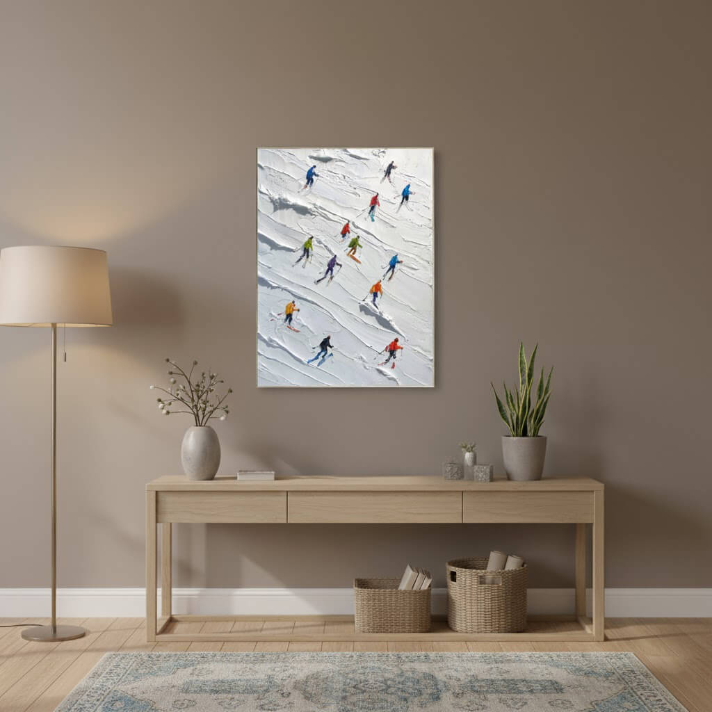 Skiing Sports Art Textured Painting Canvas #YDV004