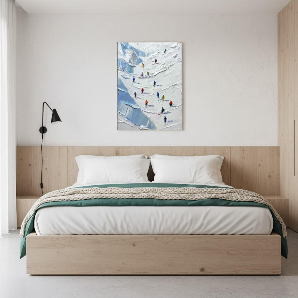 Skiing Sports Art Textured Painting Canvas #YDV005