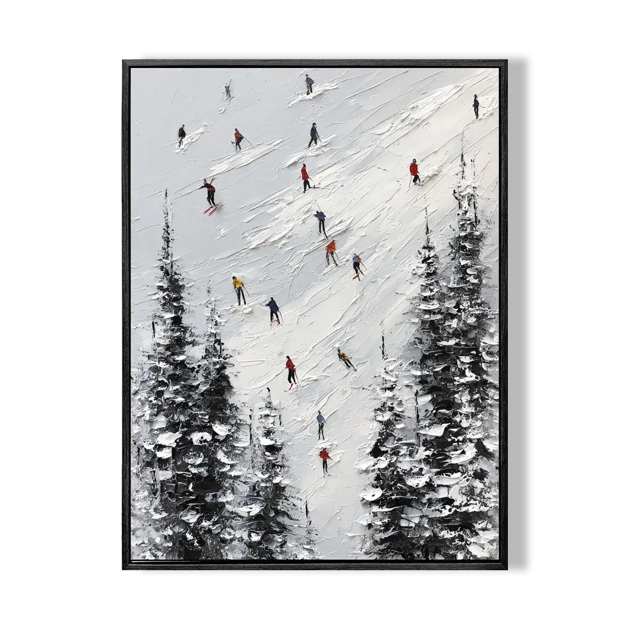 Skiing Sports Art Textured Painting Canvas #YDV006