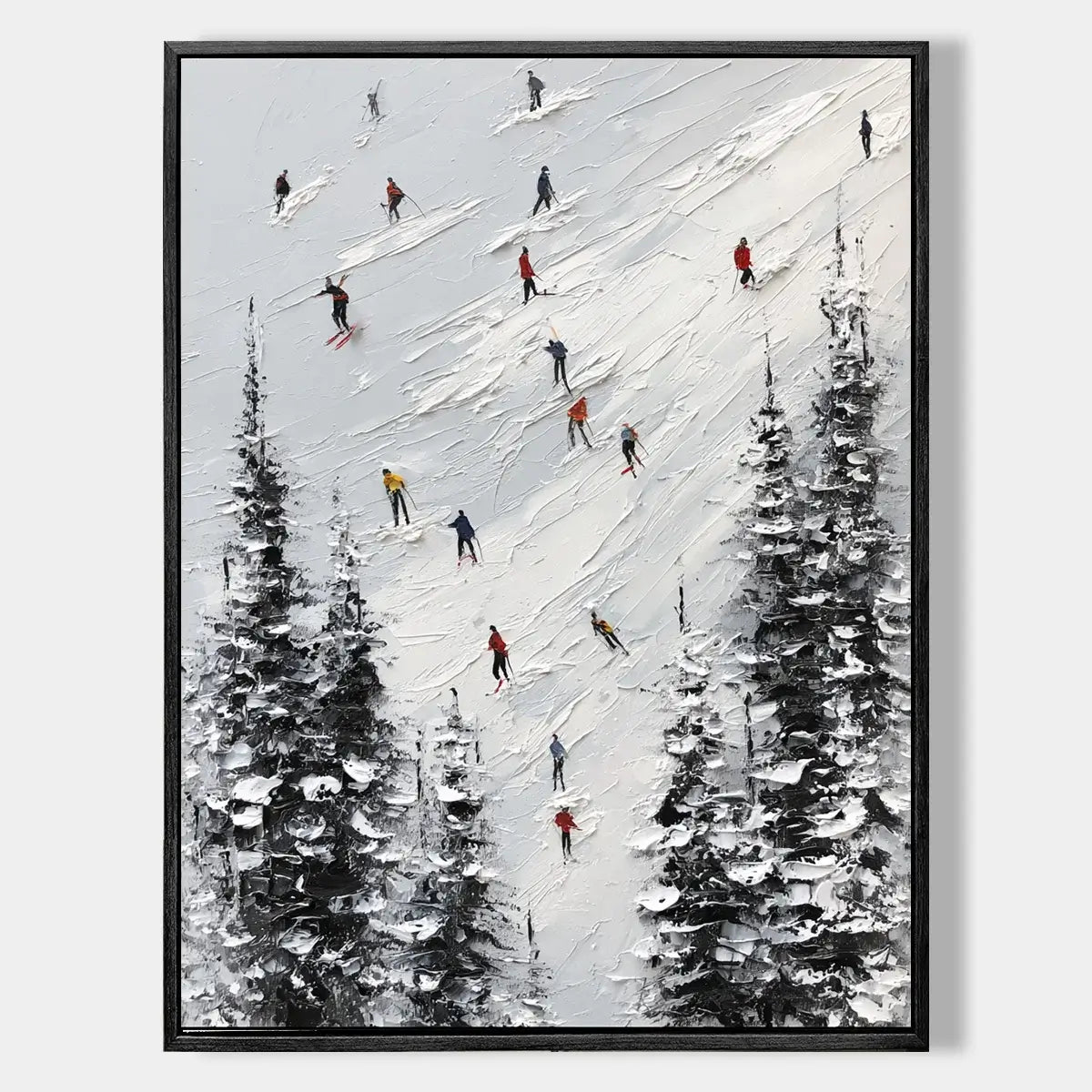 Skiing Sports Art Textured Painting Canvas #YDV006