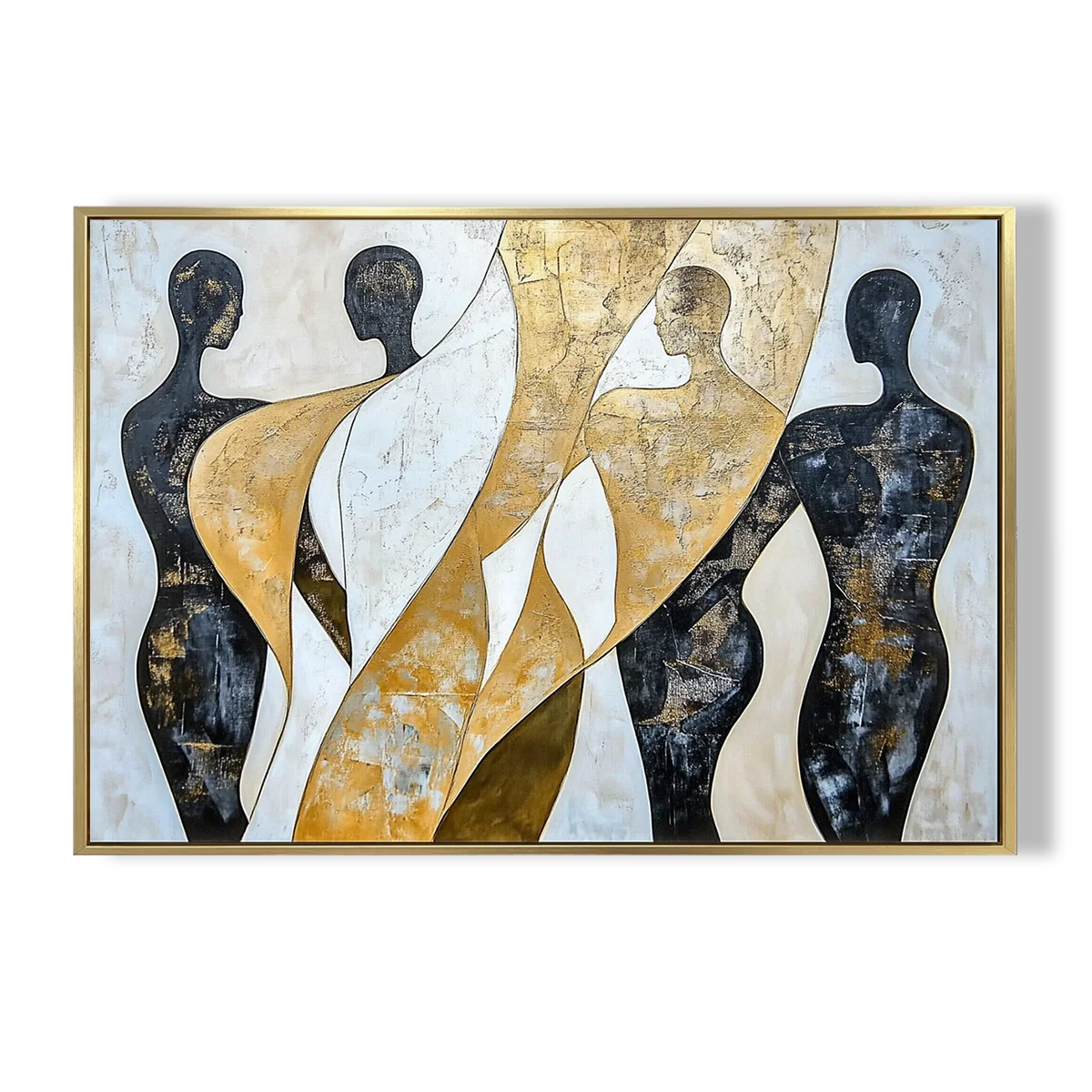 Minimalist Black Gold Human Abstract Art #ZRH001