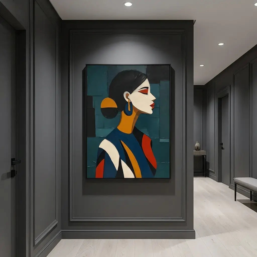 Teal Profile Portrait Wall Art