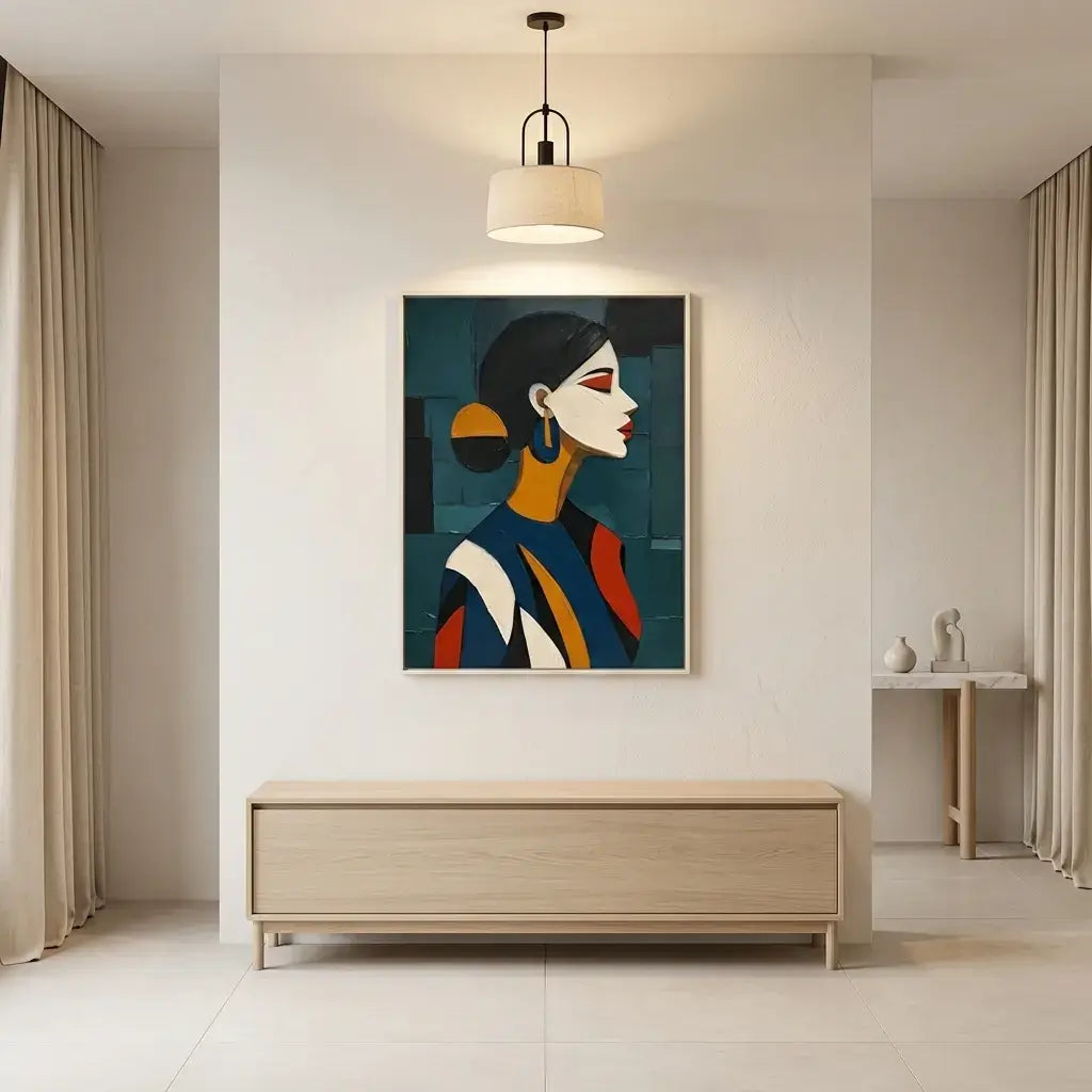 Teal Profile Portrait Wall Art