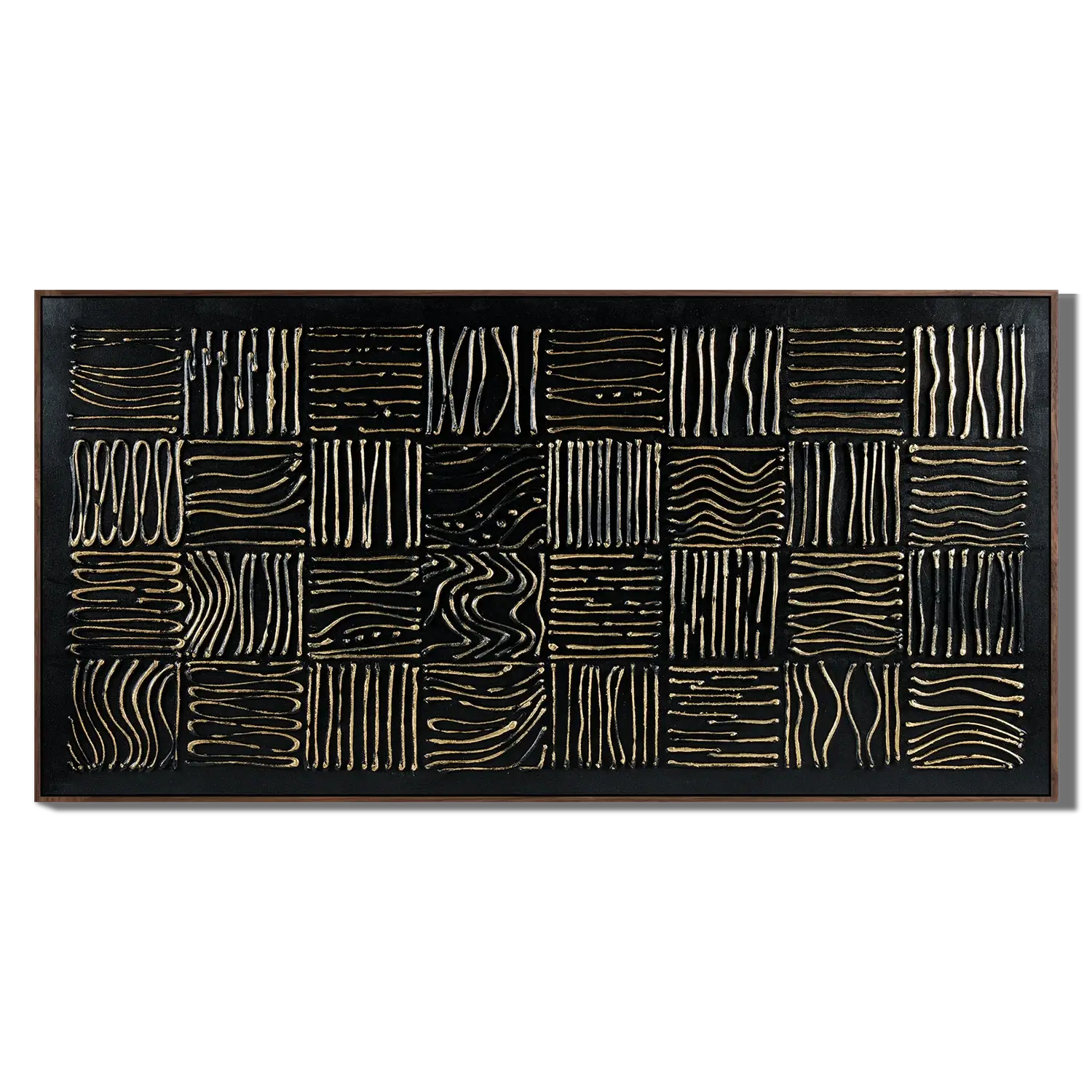 Gilded Grid Forms Wabi Sabi Wall Art