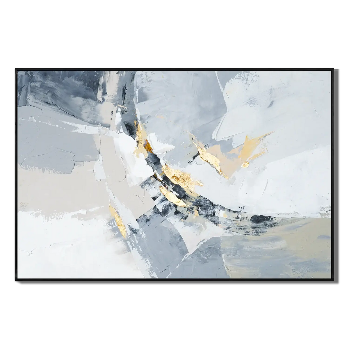 Grey Gilded Drift Abstract Wall Art