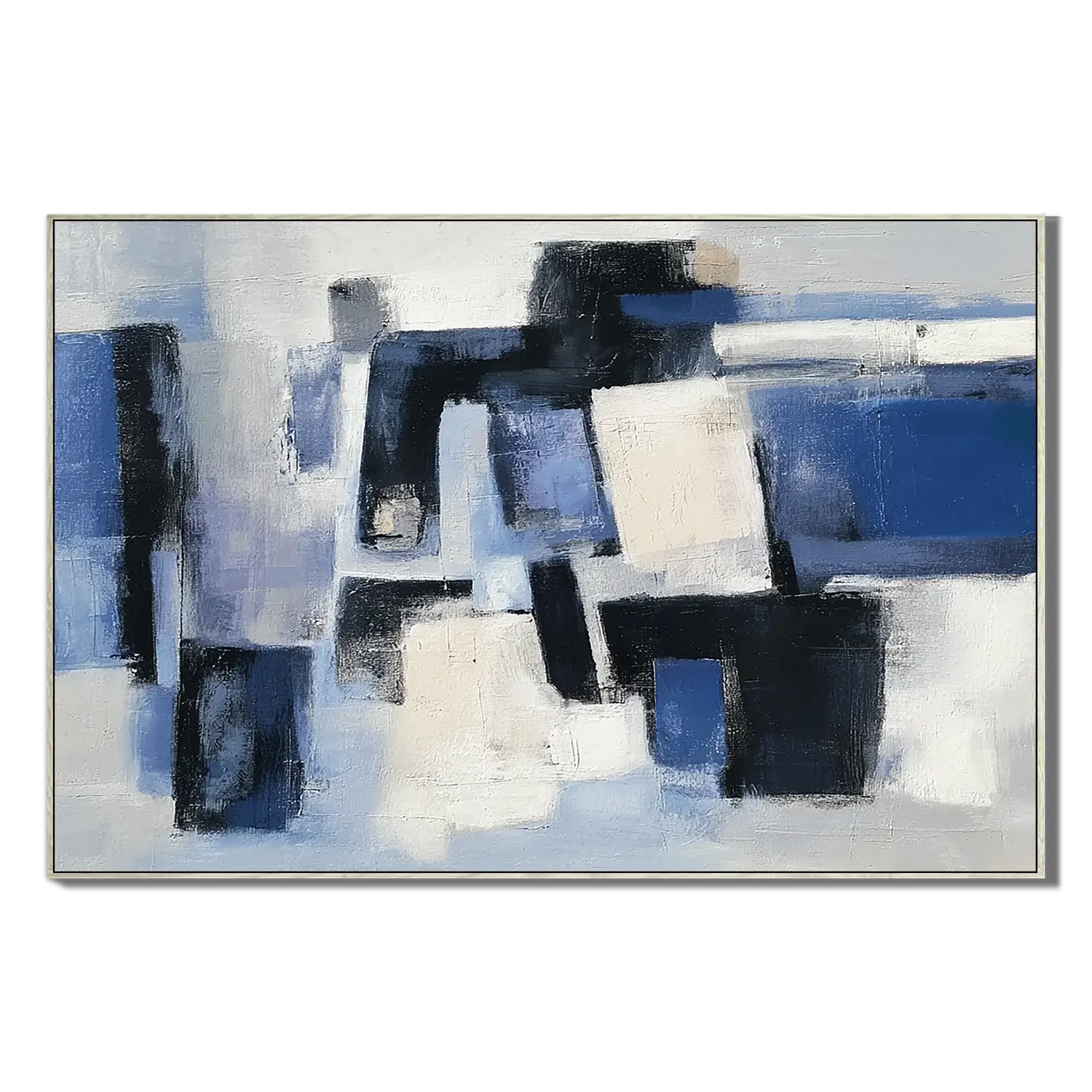 Blue Block Interplay Abstract Wall Art