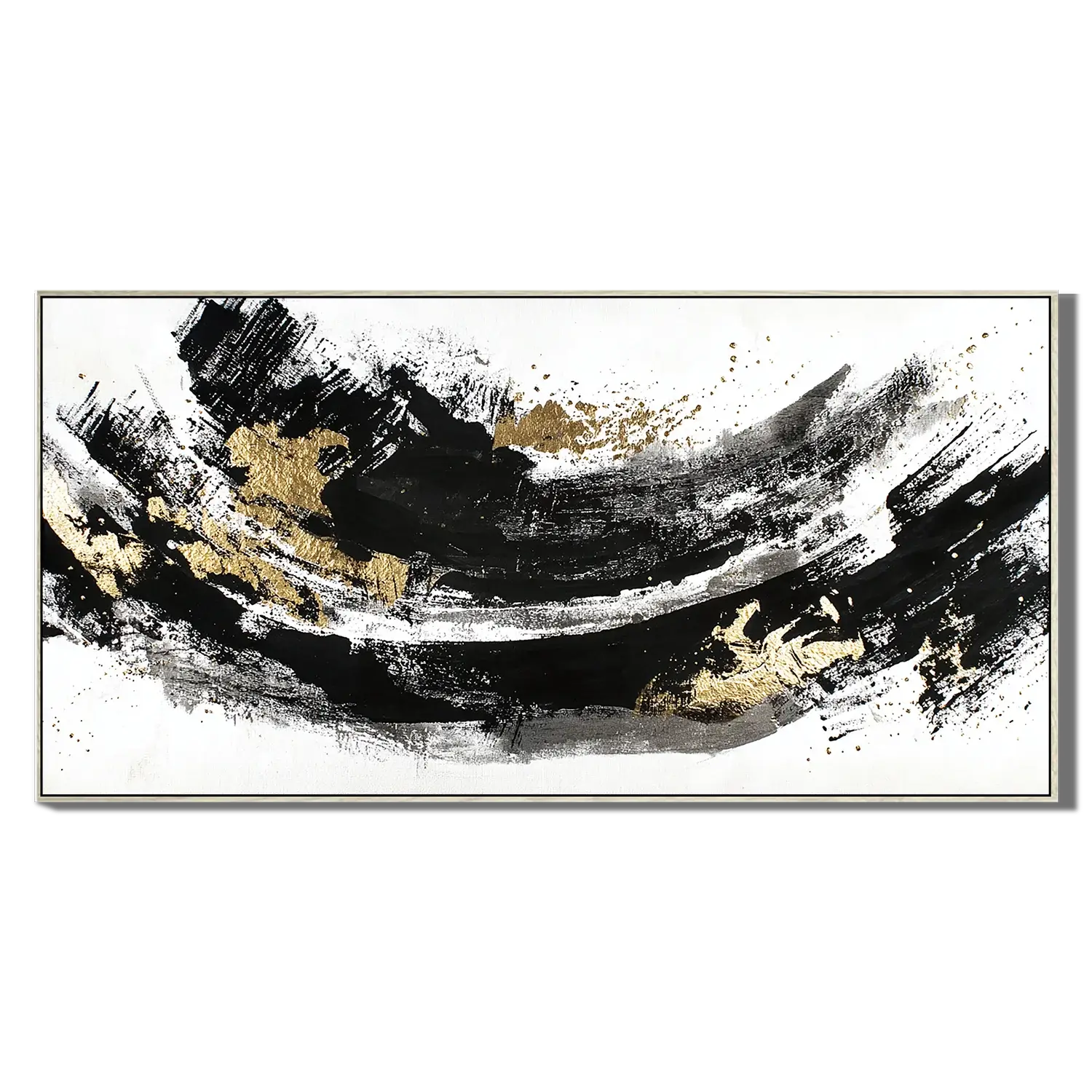 Ebony Gold Swirl Abstract Wall Art
