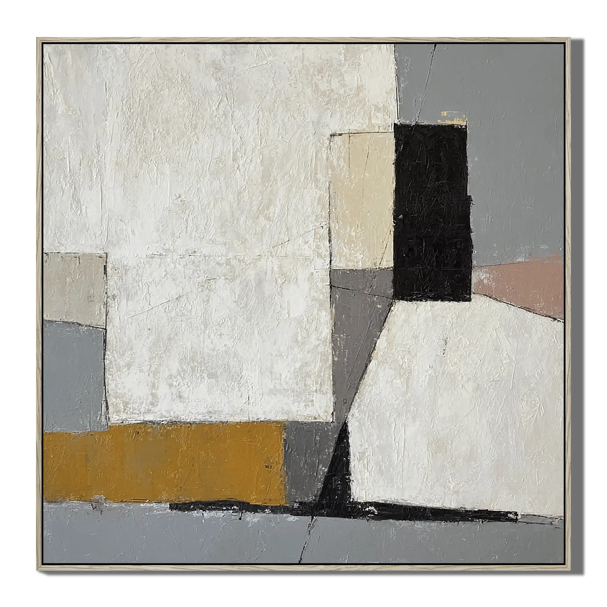Ochre Block Shapes Abstract Wall Art