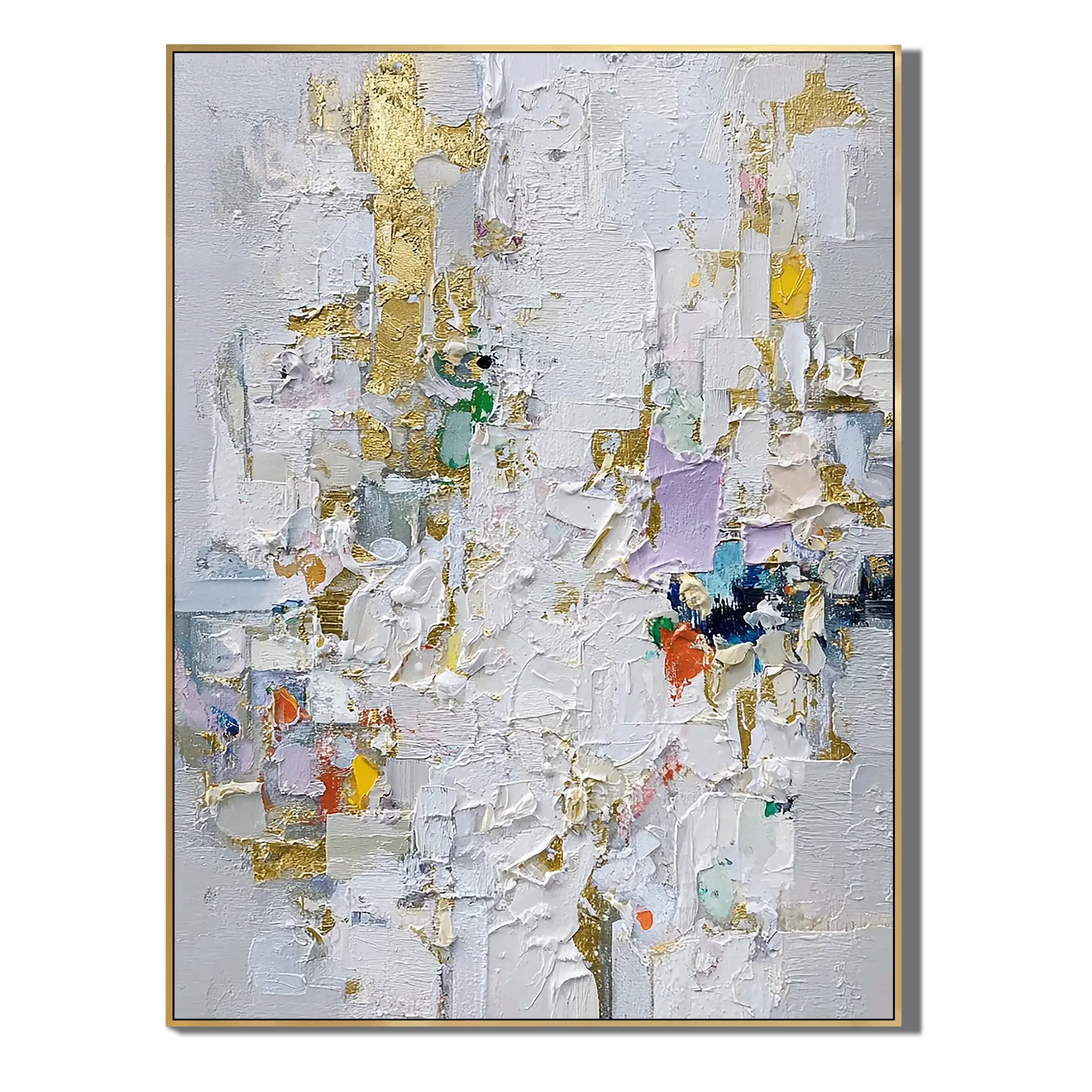 Gilded White Relief Abstract Wall Art